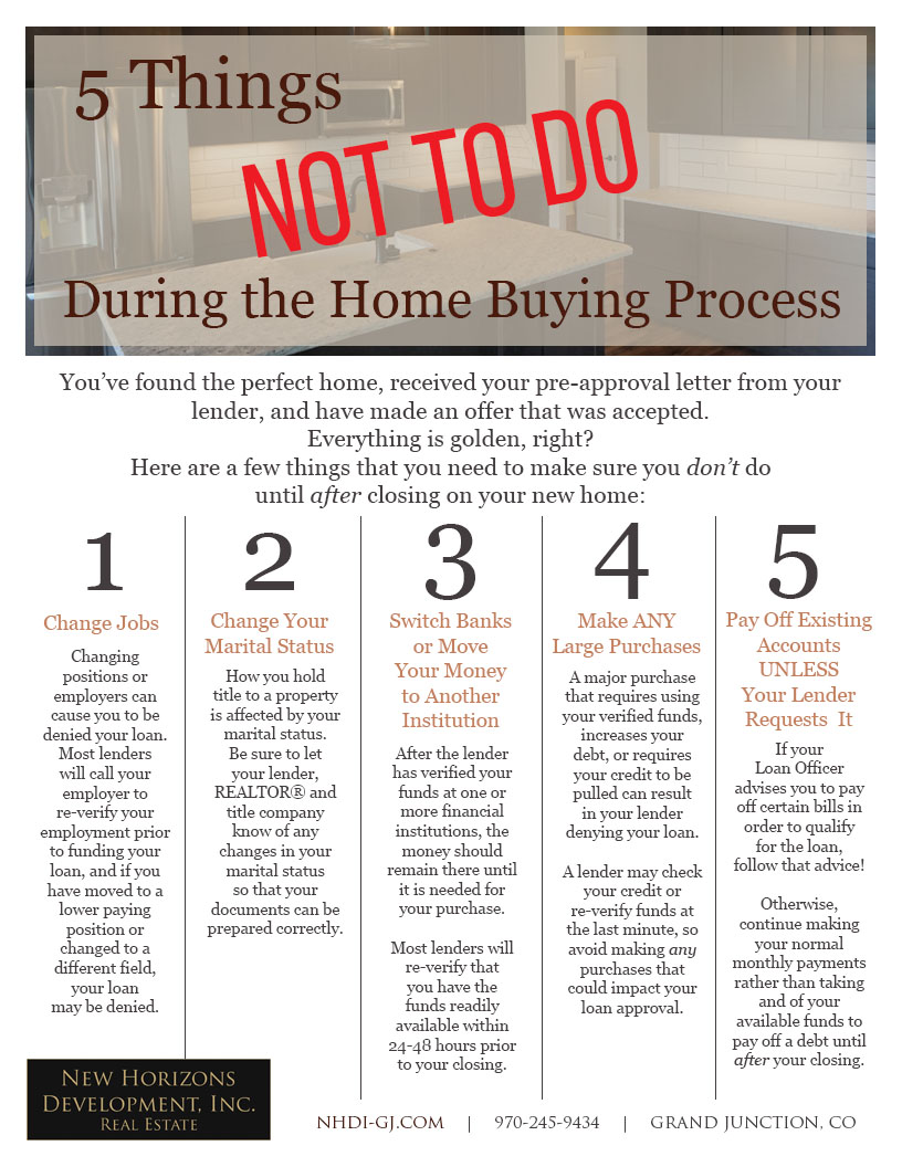 Home Buyer Tips - What NOT To Do once you have loan approval. These tips brought to you by NHDI.