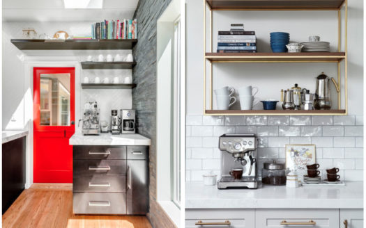 Coffee Bar Inspiration! Create a space in your home to keep all of your coffee making goodies, and save time in the mornings by having everything in one place!