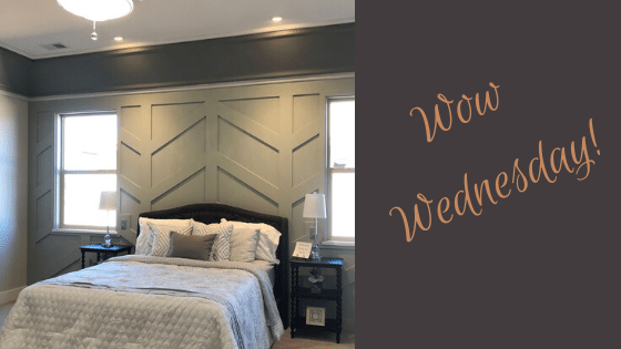 Soft gray paneling in a Master bedroom for today's Wow Wednesday!