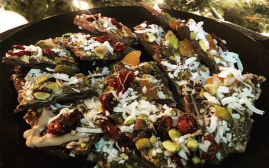 Apricot, Cranberry, and Pistachio Bark Recipe.