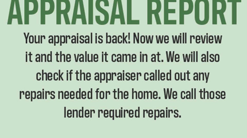 Appraisal Report - the appraisal has been turned back in & needs to be reviewed for any mistakes.